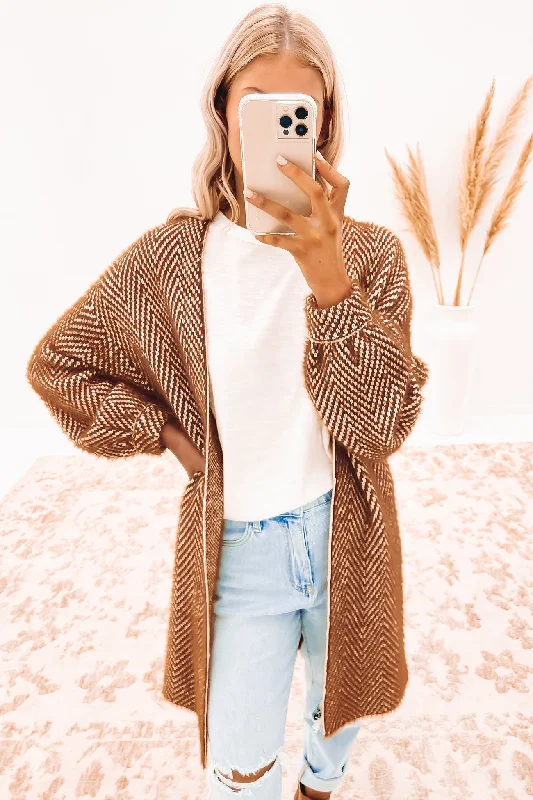 floral print women cardigan for a feminine touchKaylah Cardigan Brown