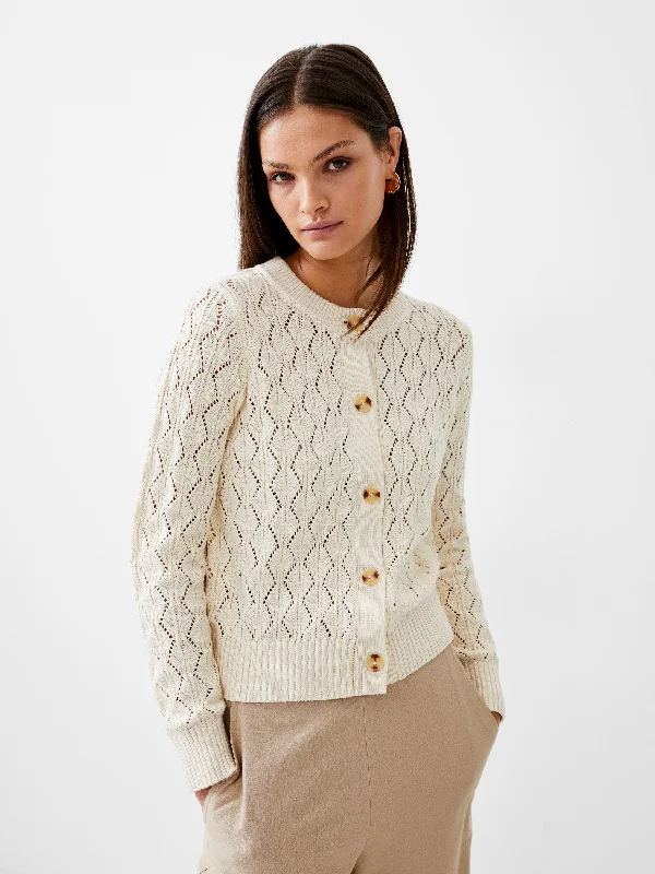 floral print women cardigan for a feminine touchKnit Pointelle Cardigan