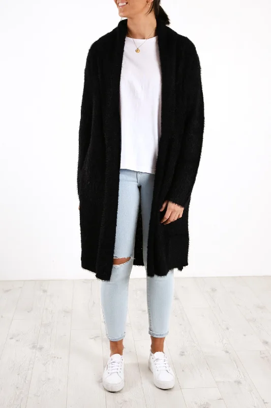 long length women cardigan with side slitsMia Cardigan Black