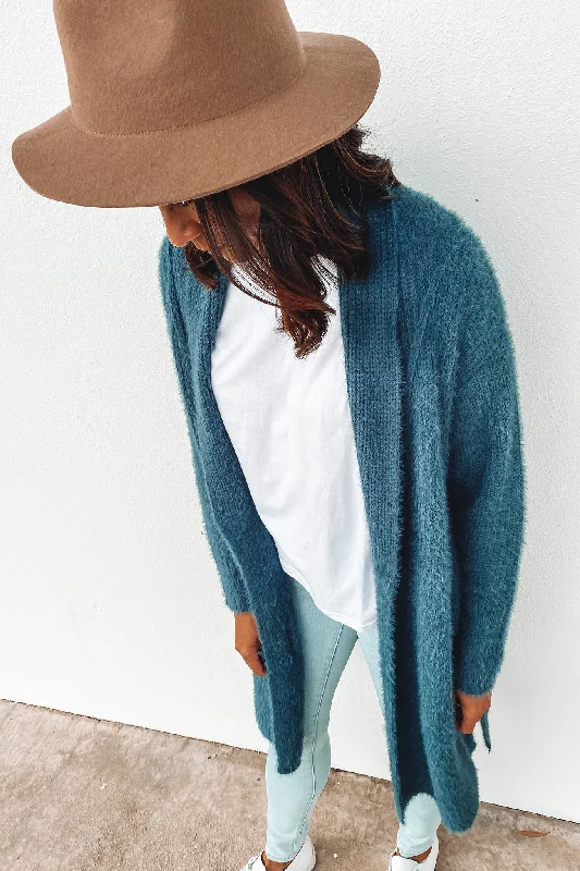 ribbed women cardigan with a classic textureMia Cardigan Turquoise