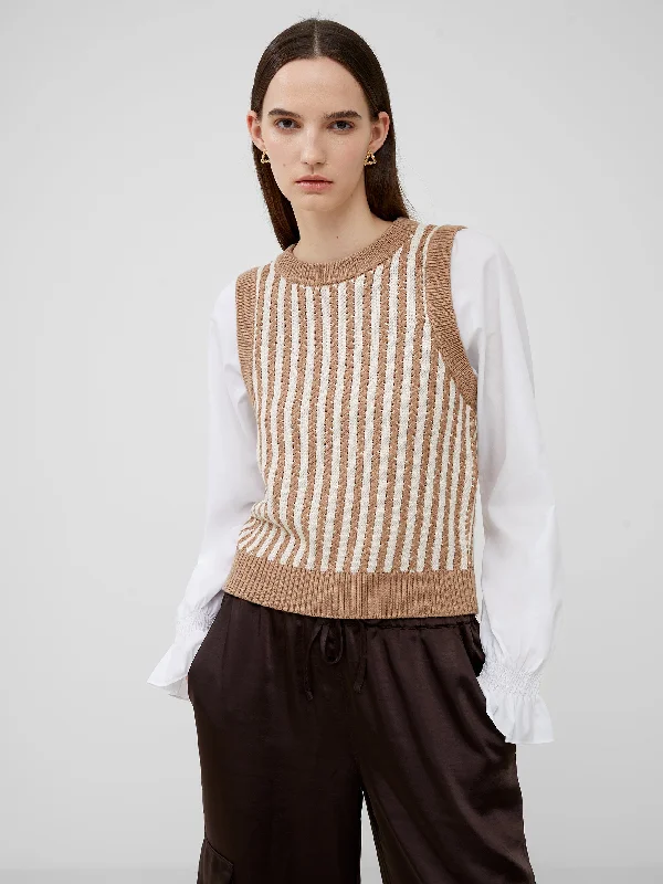 cable knit women cardigan with intricate patternsMoma Vest Mix Shirt