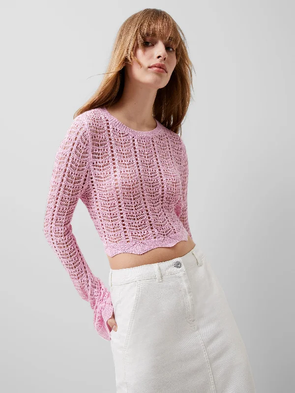 cropped women cardigan to pair with high - waisted jeansNolan Open Back Crochet Jumper cropped women cardigan to pair with high - waisted jeansNolan Open Back Crochet Jumper