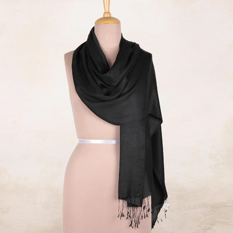 hand knitted women cardigan with artisanal charmOnyx Nights Indian Silk Shawl Wrap