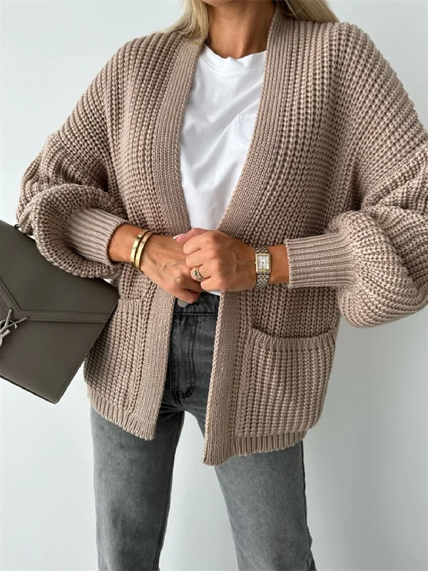 machine washable women cardigan for easy careOpen Front Dropped Shoulder Cardigan