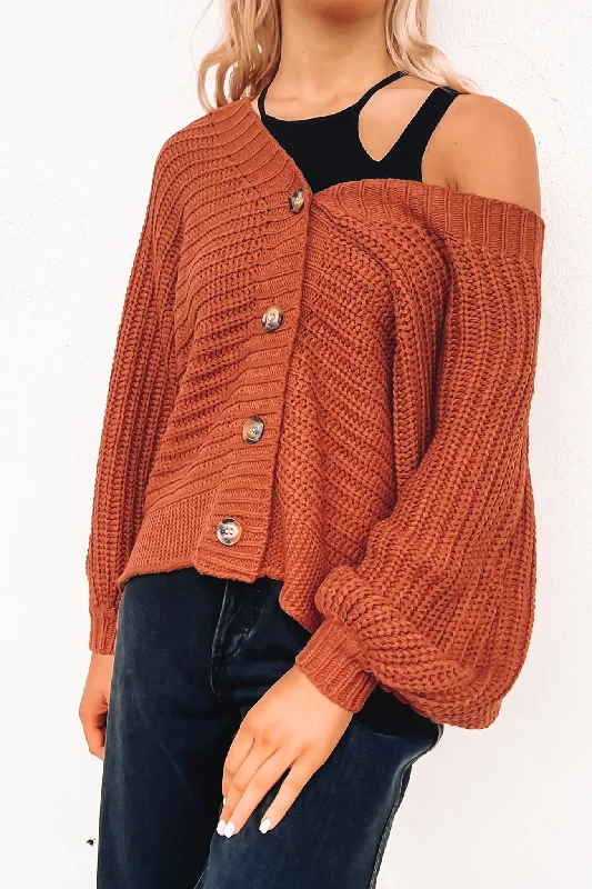 color block women cardigan with bold huesPerry Cardigan Brown