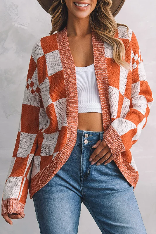 long length women cardigan with side slitsPlaid Open Front Dropped Shoulder Cardigan long length women cardigan with side slitsPlaid Open Front Dropped Shoulder Cardigan