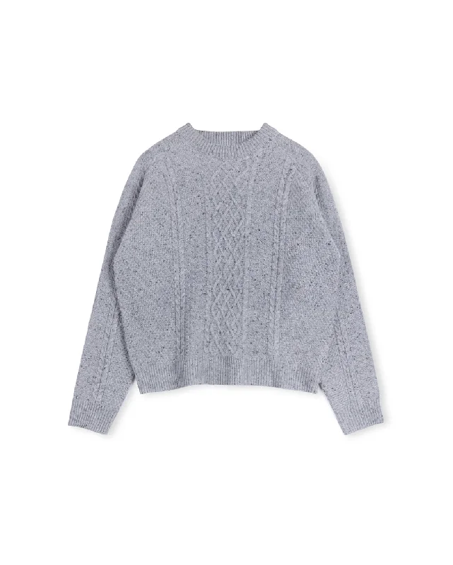 v neck women cardigan to elongate the necklineSpeckled Knit Crew Neck