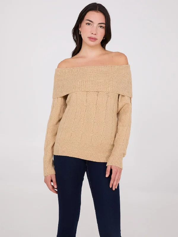 Short Sleeve Women's Cotton Blend Sweaters in Pastel ColorsOff-The-Shoulder Cable Knit Sweater Short Sleeve Women's Cotton Blend Sweaters in Pastel ColorsOff-The-Shoulder Cable Knit Sweater