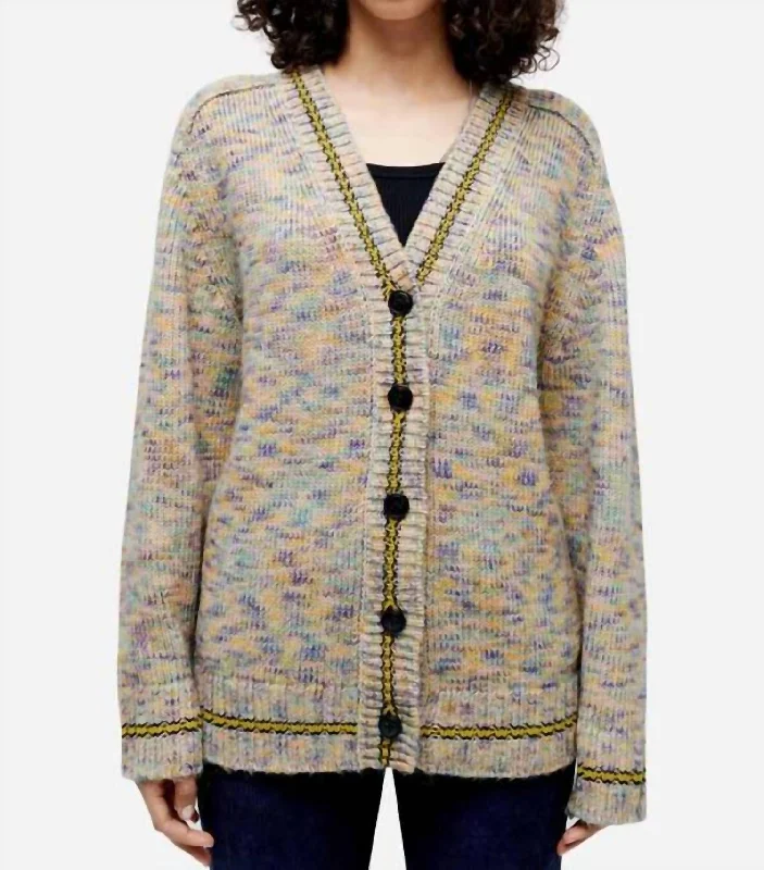 Plus Size Women's Fit - and - Flare Sweater Dresses with Ruffled Hem90S Oversized Cardigan In Rainbow Multi Plus Size Women's Fit - and - Flare Sweater Dresses with Ruffled Hem90S Oversized Cardigan In Rainbow Multi