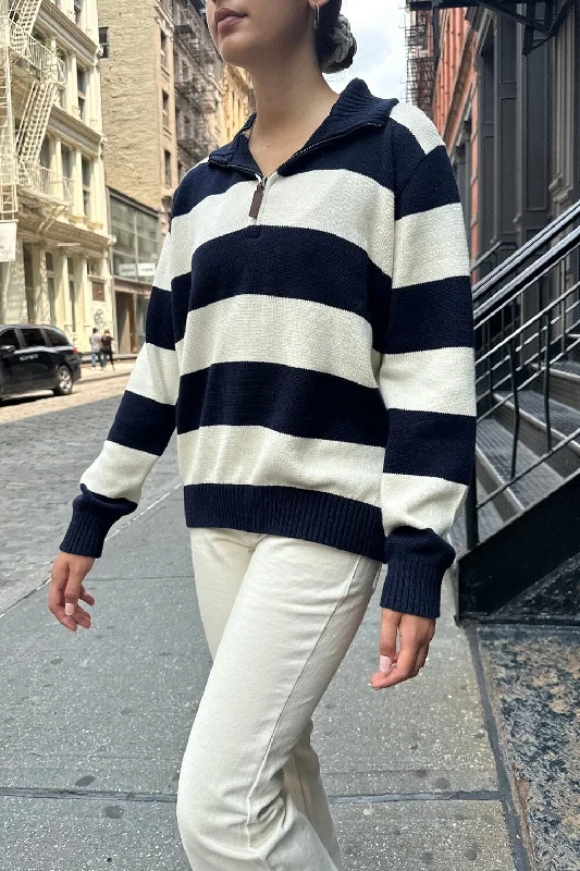 Boat Neck Women's Merino Wool Sweaters in Neutral ShadesAleah Stripe Sweater