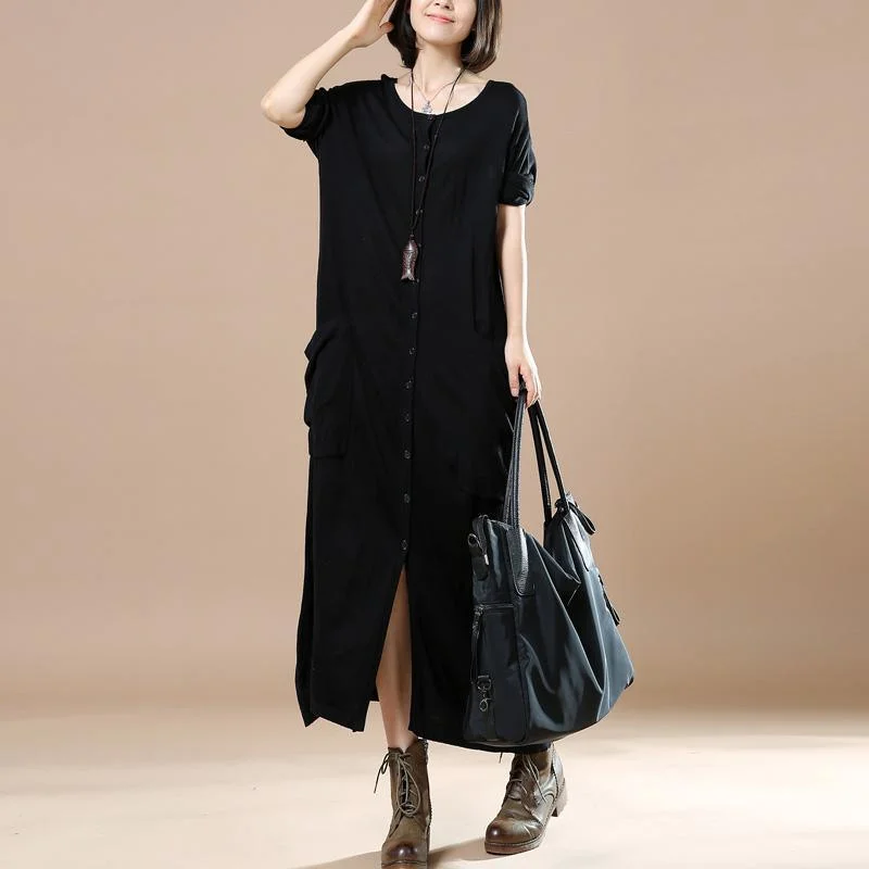Plus Size Women's Asymmetric Hem Sweater Dresses in Modern DesignsBlack tunic oversized knit maxi dresses long sweater dress long sleeve