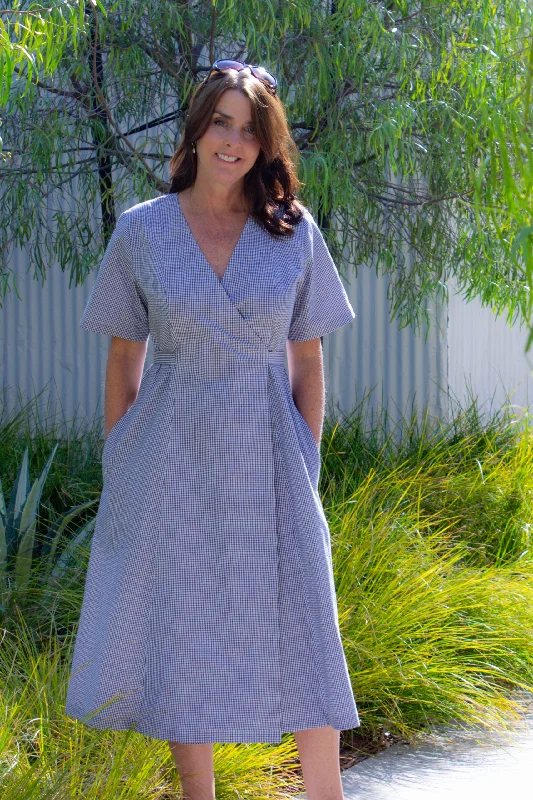 Short Sleeve Women's Cashmere Sweater Dresses in Pastel HuesBlue Dot Patterns Andrea Wrap Dress and Top Short Sleeve Women's Cashmere Sweater Dresses in Pastel HuesBlue Dot Patterns Andrea Wrap Dress and Top