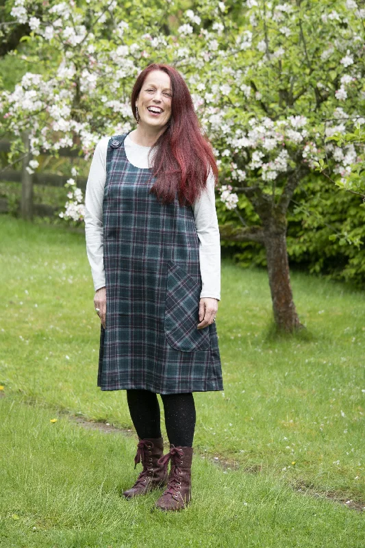Plus Size Women's Turtleneck Sweater Dresses with Side SlitsBobbins and Buttons Jayne Pinafore Dress Plus Size Women's Turtleneck Sweater Dresses with Side SlitsBobbins and Buttons Jayne Pinafore Dress