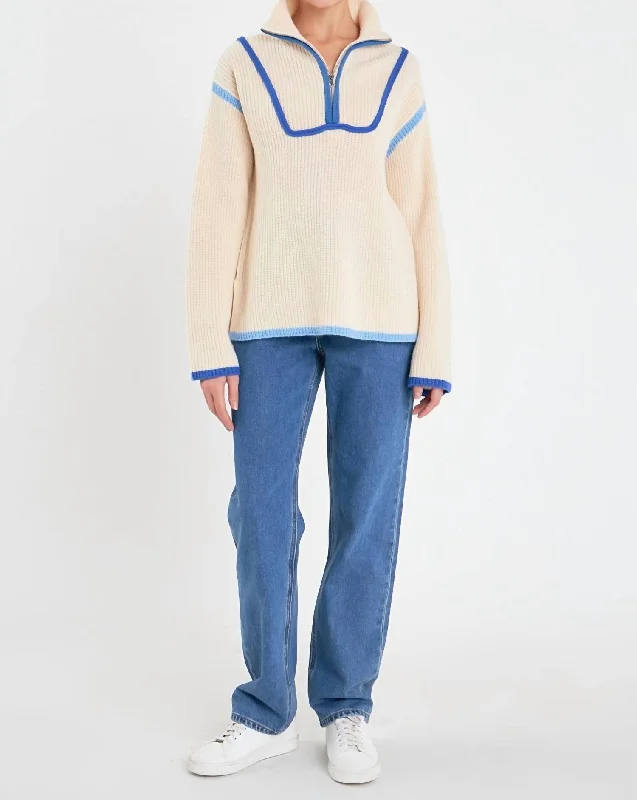 Tie - Front Women's Lambswool Sweaters in Pastel HuesCaroline Sweater In Blue Multi