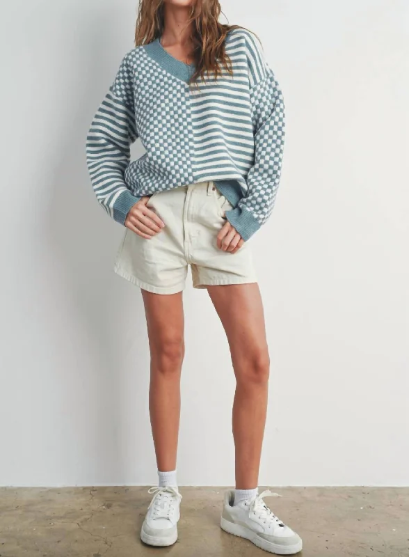 Mock Neck Women's Angora Blend Sweater Dresses in Solid ColorsCheck It Out Sweater In Ivory/blue Mock Neck Women's Angora Blend Sweater Dresses in Solid ColorsCheck It Out Sweater In Ivory/blue