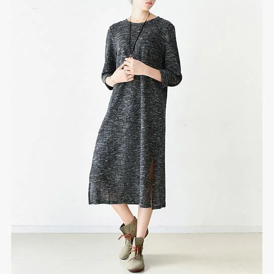 Plus Size Women's Turtleneck Sweater Dresses with Side SlitsChunky gray Sweater dress outfit Design side open Tejidos knit dress Plus Size Women's Turtleneck Sweater Dresses with Side SlitsChunky gray Sweater dress outfit Design side open Tejidos knit dress