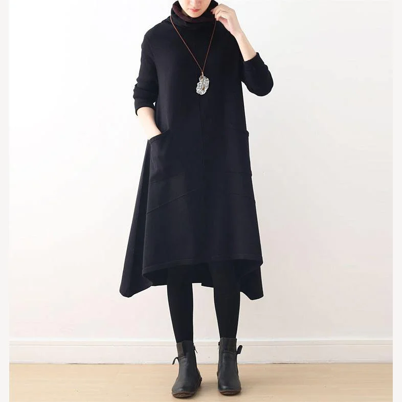 Sleeveless Women's Silk Blend Sweater Dresses for a Sophisticated LookChunky Sweater dress outfit Refashion high neck asymmetric black Ugly knit top spring