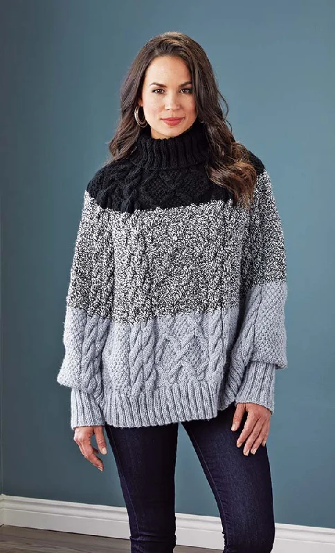 Plus Size Women's Side - Slit Sweaters in Bold SolidsComfy Cabled Poncho