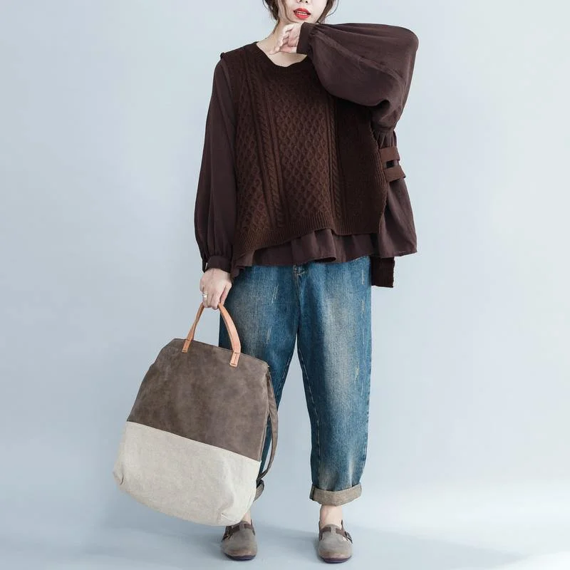 Wrap - Style Women's Lambswool Sweater Dresses in Elegant ShadesComfy chocolate Sweater dresses Beautiful false two piece Big knit top fall Wrap - Style Women's Lambswool Sweater Dresses in Elegant ShadesComfy chocolate Sweater dresses Beautiful false two piece Big knit top fall