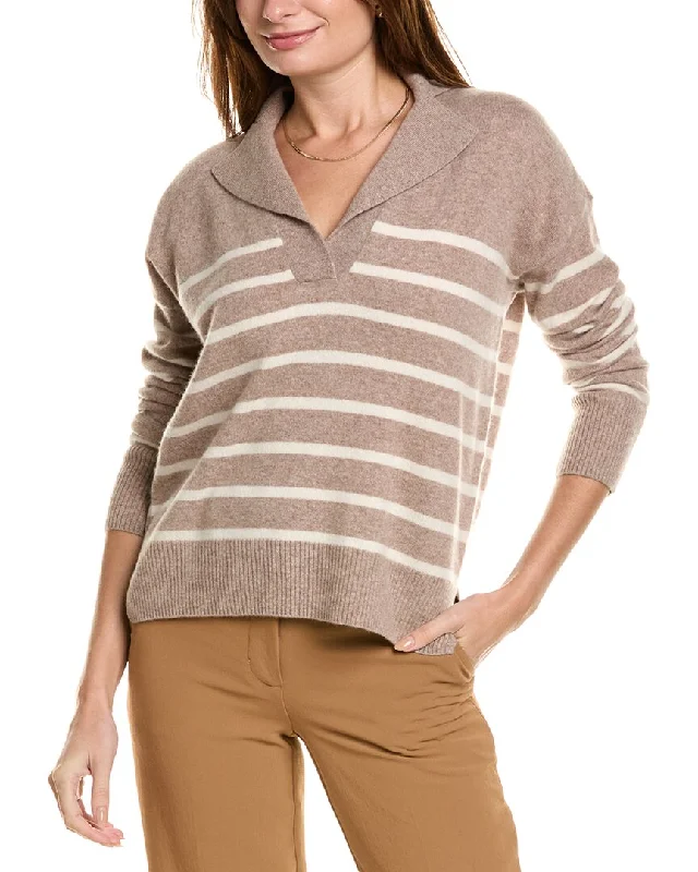 Mock Neck Women's Angora Blend Sweater Dresses in Solid ColorsDesign History Striped Notched Collar Cashmere Sweater Mock Neck Women's Angora Blend Sweater Dresses in Solid ColorsDesign History Striped Notched Collar Cashmere Sweater