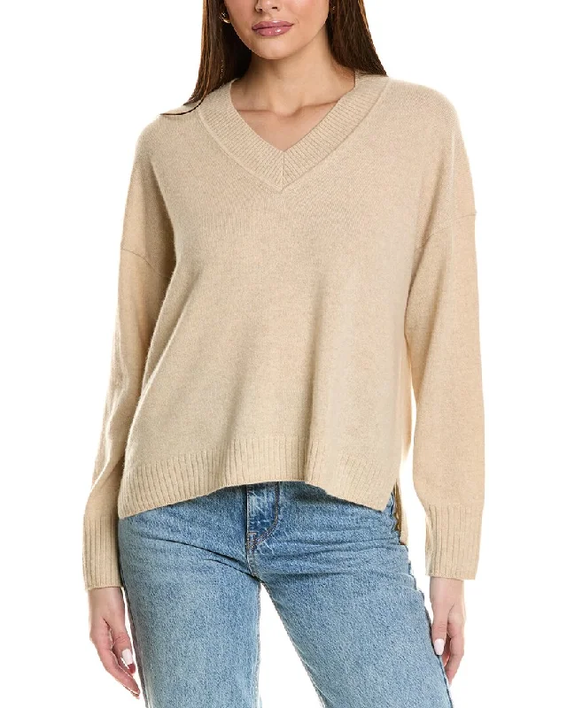 Women's Off - Shoulder Chunky Knit Sweater Dresses in Earth TonesDesign History V-Neck Cashmere Sweater Women's Off - Shoulder Chunky Knit Sweater Dresses in Earth TonesDesign History V-Neck Cashmere Sweater
