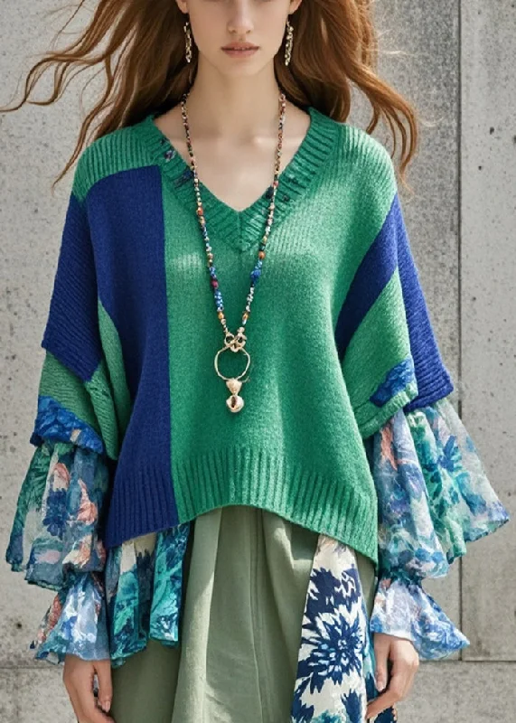 Women's Long Sleeve Turtleneck Cashmere SweatersDIY Tea Green Oversized Patchwork Print Knit Sweater Tops Fall Women's Long Sleeve Turtleneck Cashmere SweatersDIY Tea Green Oversized Patchwork Print Knit Sweater Tops Fall