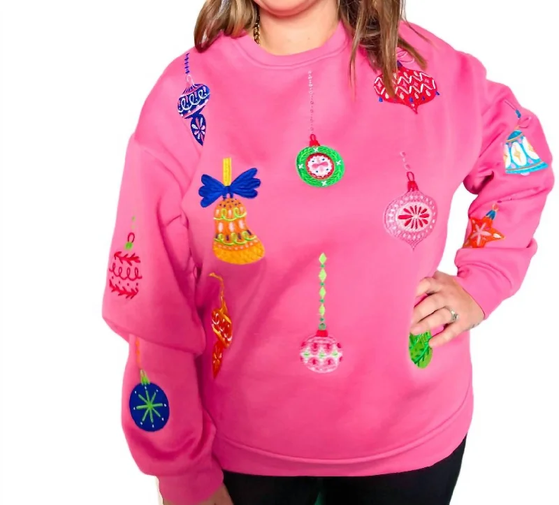 Wrap - Style Women's Lambswool Sweater Dresses in Elegant ShadesEmbroidered Ornament Pullover In Pink Wrap - Style Women's Lambswool Sweater Dresses in Elegant ShadesEmbroidered Ornament Pullover In Pink