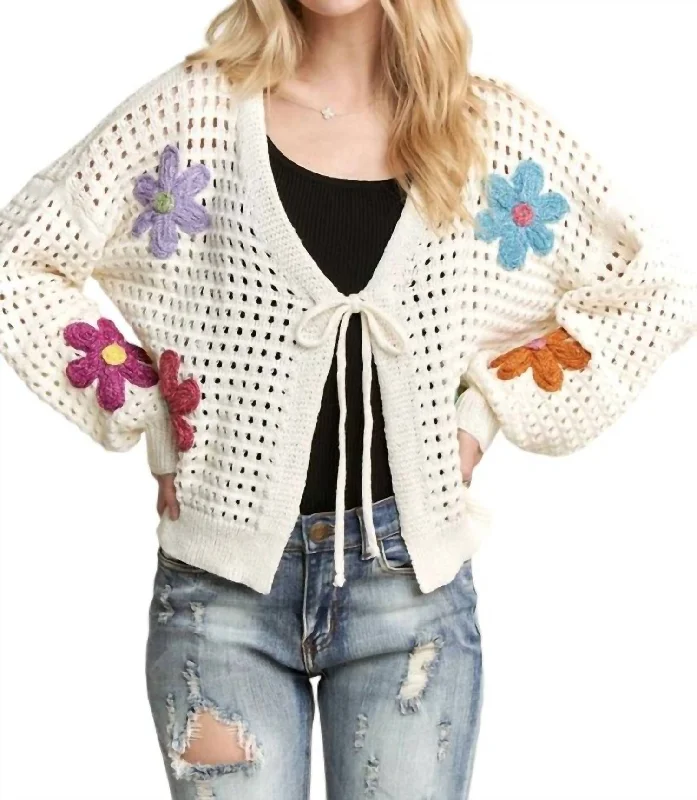 Wrap - Style Women's Lambswool Sweater Dresses in Elegant ShadesFloral Cardigan In Ivory Wrap - Style Women's Lambswool Sweater Dresses in Elegant ShadesFloral Cardigan In Ivory