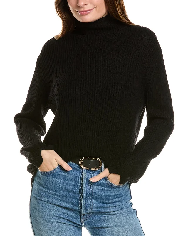 Plus Size Women's Sequined Sweaters for Special OccasionsForte Cashmere Fashioned Rib Funnel Neck Wool & Cashmere-Blend Sweater Plus Size Women's Sequined Sweaters for Special OccasionsForte Cashmere Fashioned Rib Funnel Neck Wool & Cashmere-Blend Sweater