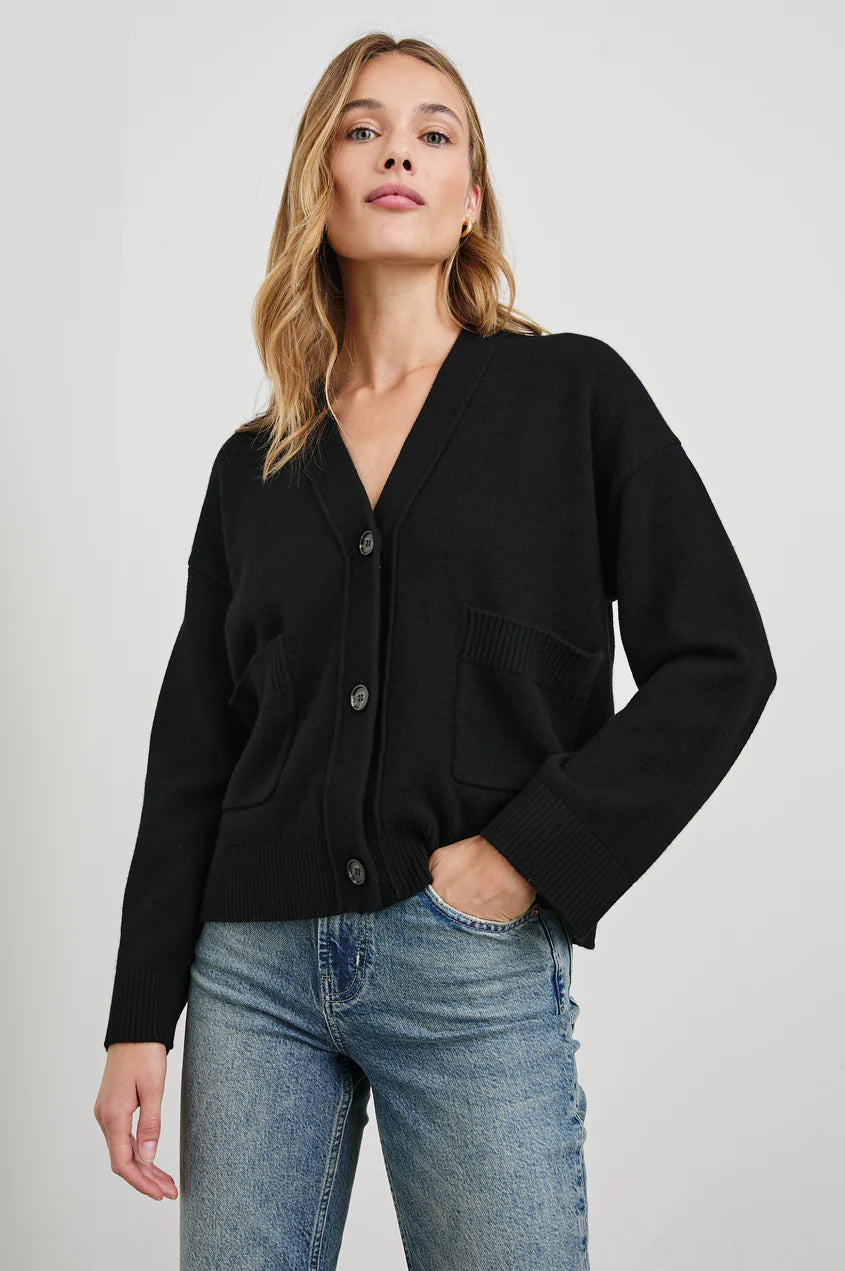 Button - Down Women's Shetland Wool Sweaters in Traditional PatternsLindi Black