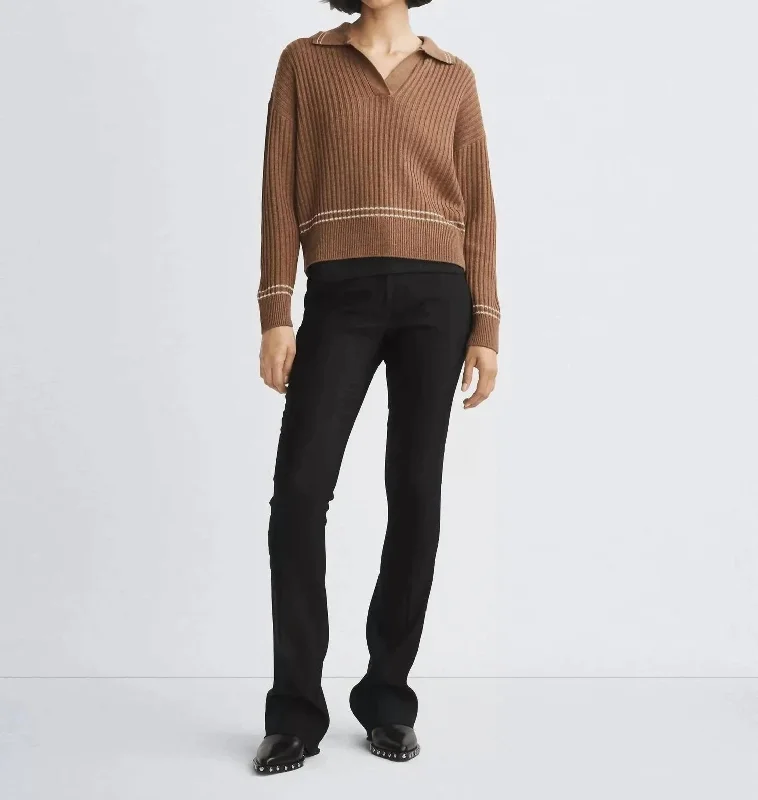 Cropped Women's Angora Blend Sweaters for a Trendy LookMonti Polo Sweater In Camel