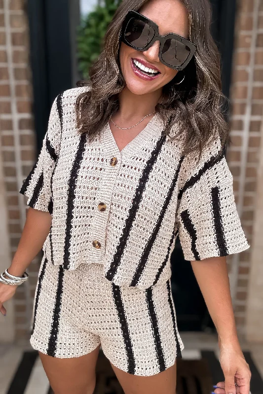 Sleeveless Women's Silk - Trimmed Sweaters for SummerOpen Knit Sweater Shorts