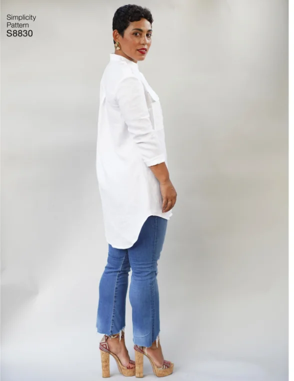 Plus Size Women's Asymmetric Hem Sweater Dresses in Modern DesignsSimplicity Shirtdress S8830 Plus Size Women's Asymmetric Hem Sweater Dresses in Modern DesignsSimplicity Shirtdress S8830