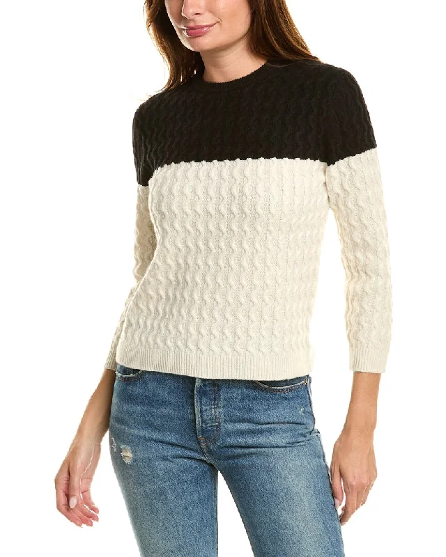 V - Neck Women's Ribbed Sweater Dresses with Belt for a Defined WaistTheory Colorblocked Cashmere Pullover V - Neck Women's Ribbed Sweater Dresses with Belt for a Defined WaistTheory Colorblocked Cashmere Pullover