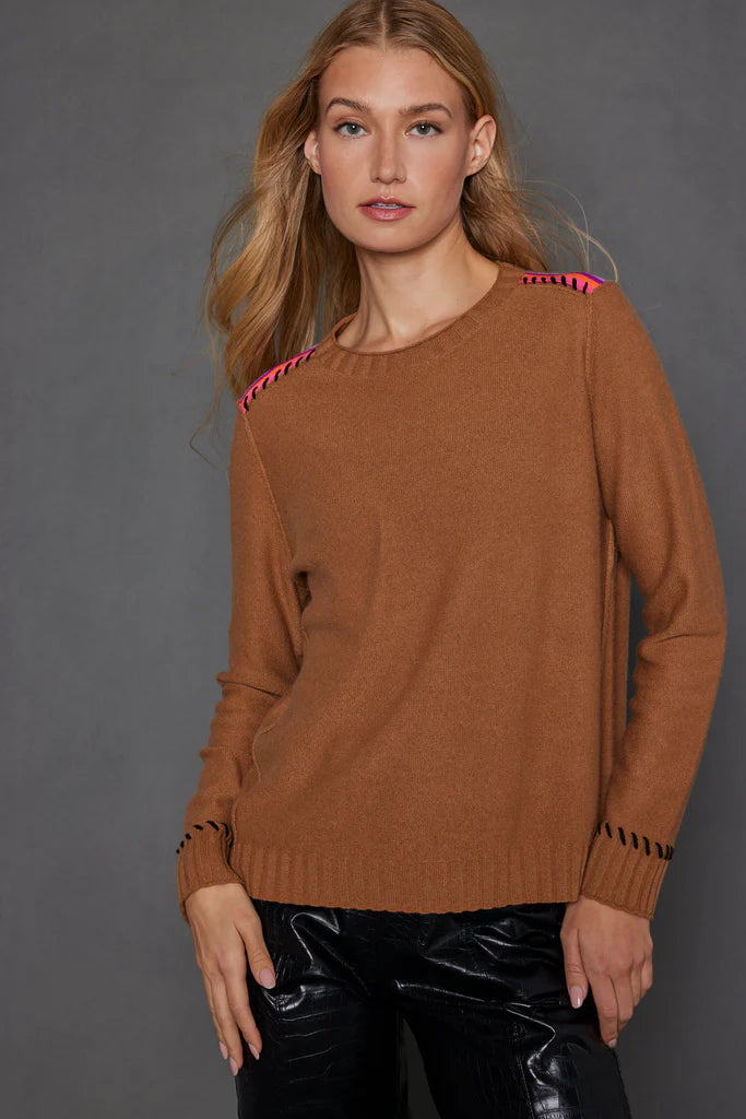 Plus Size Women's Oversized Chunky Knit SweatersThink Twice Bourbon
