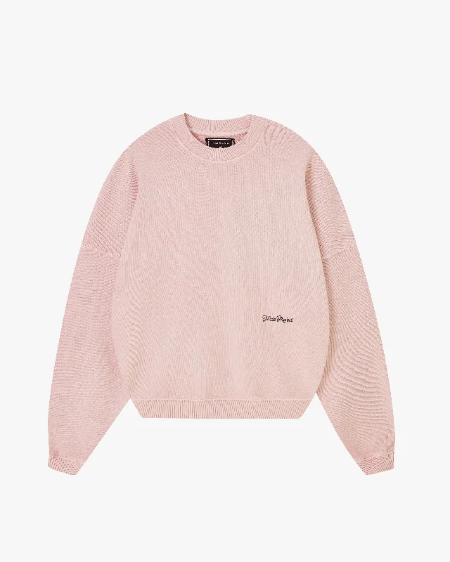 Women's Long Sleeve Turtleneck Cashmere SweatersPERFECT BOXY CREWNECK PINK