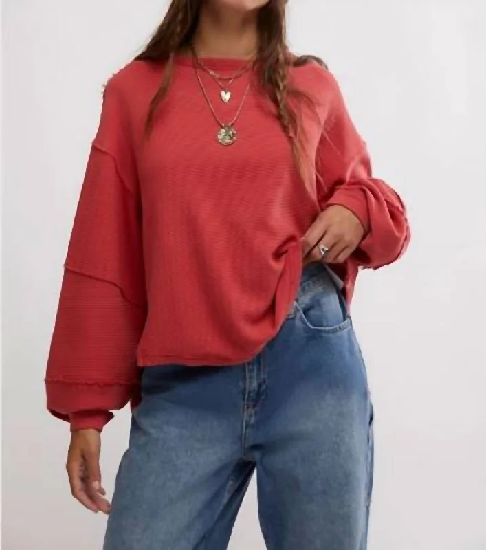 Plus Size Women's Long Sleeve Cable Knit Sweater DressesTotal Eclipse Tee In Rubies