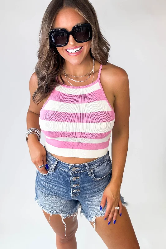 Short Sleeve Women's Cotton Blend Sweaters in Pastel ColorsVibrant Pink Multi Striped Sweater Top Short Sleeve Women's Cotton Blend Sweaters in Pastel ColorsVibrant Pink Multi Striped Sweater Top