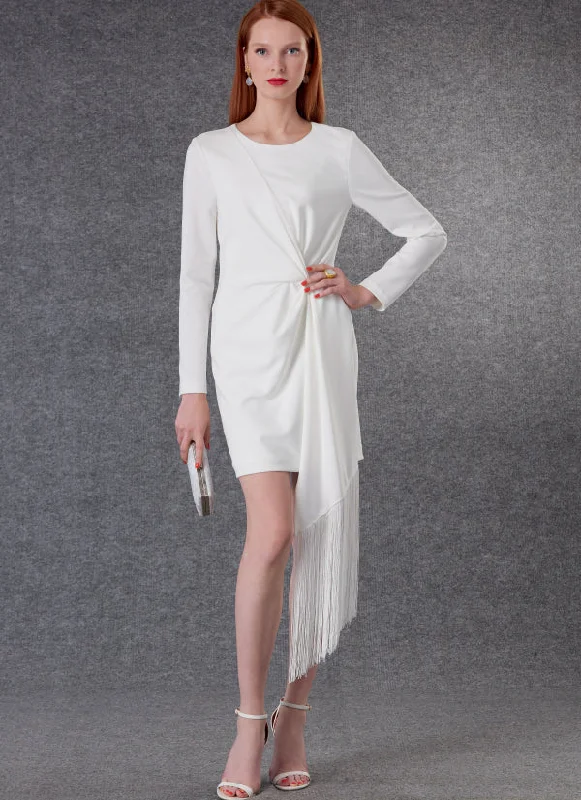 Belted Women's Cotton Blend Sweater Dresses for a Casual LookVogue Dress V1776