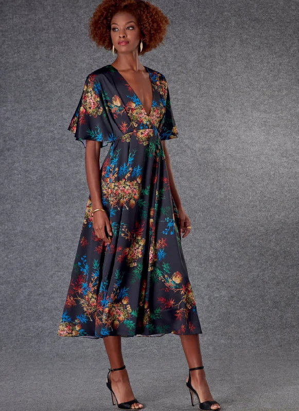 Wrap - Style Women's Lambswool Sweater Dresses in Elegant ShadesVogue Dress V1801
