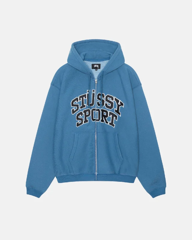 Women's hoodie with a kangaroo pocket and a pom - pom drawstring for added charmSTÜSSY SPORT ZIP HOODIE Women's hoodie with a kangaroo pocket and a pom - pom drawstring for added charmSTÜSSY SPORT ZIP HOODIE