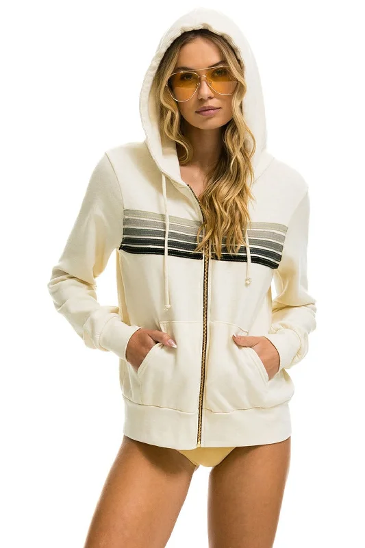 Women's tie - dye hoodie in bright colors for a retro and eye - catching style5 STRIPE HOODIE - VINTAGE WHITE // GREY