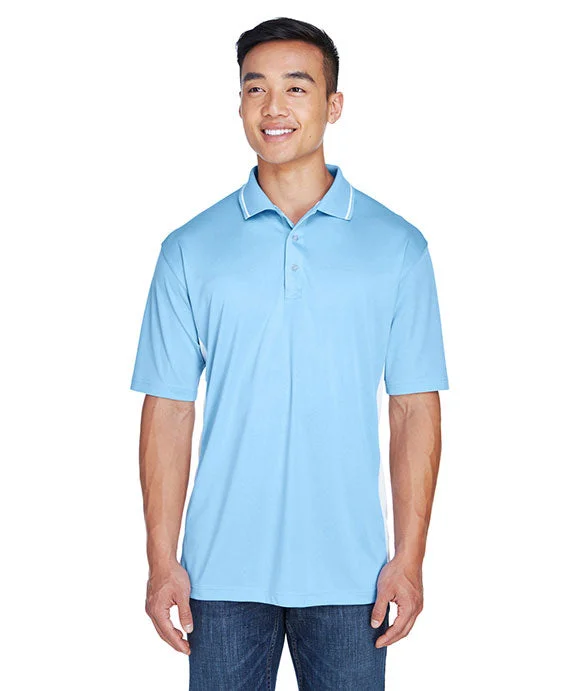 8406 - UltraClub Mens Cool & Dry Sport Two-Tone Polo Shirt | Columbia Blue/White