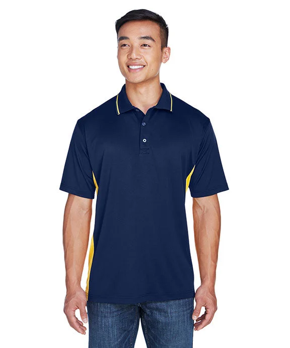 8406 - UltraClub Mens Cool & Dry Sport Two-Tone Polo Shirt | Navy/Gold