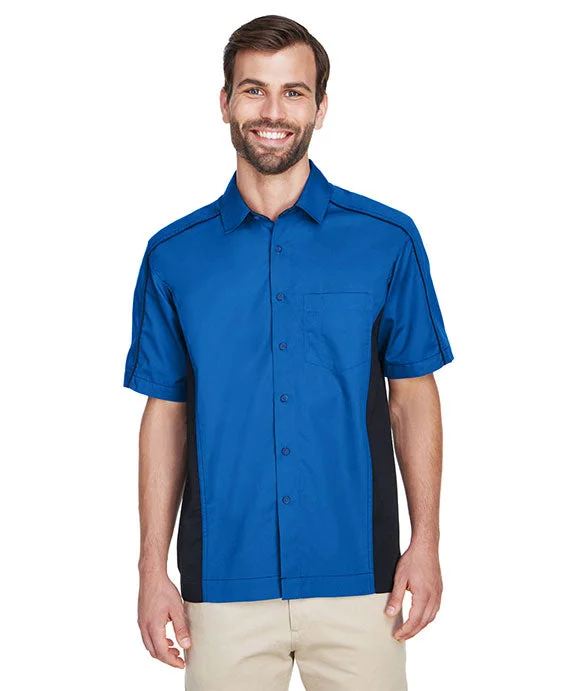 87042 - North End Mens Fuse Colorblock Twill Shirt | True Royal/Black