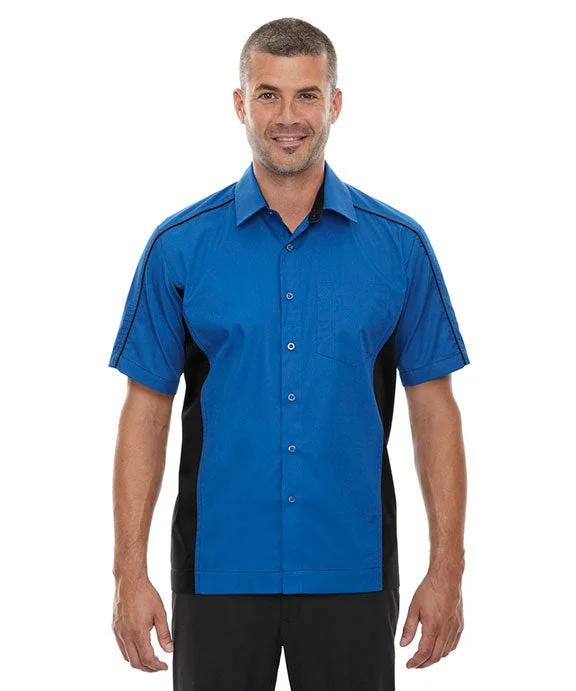 87042T - North End Mens Tall Fuse Colorblock Twill Shirt | True Royal/Black