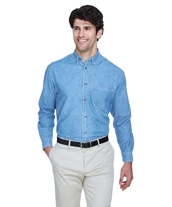 8960 - UltraClub Mens Cypress Denim Shirt with Pocket | Light Blue