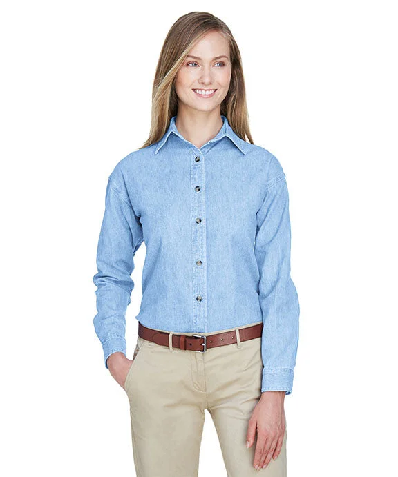 8966 - UltraClub Ladies Cypress Denim Shirt | Light Blue