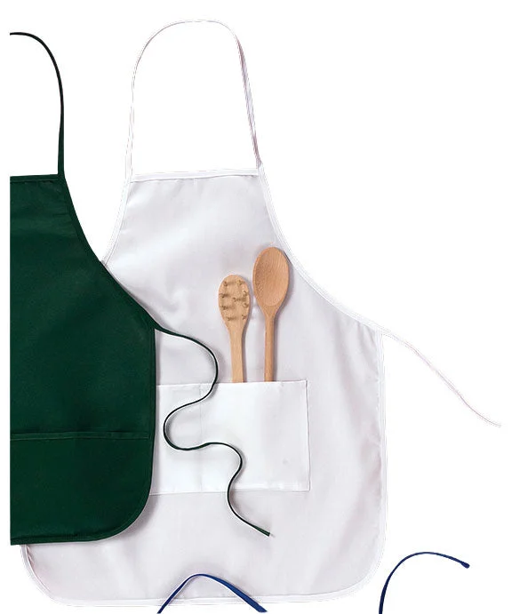 APR52 - Big Accessories Two-Pocket 28 inch Apron | White