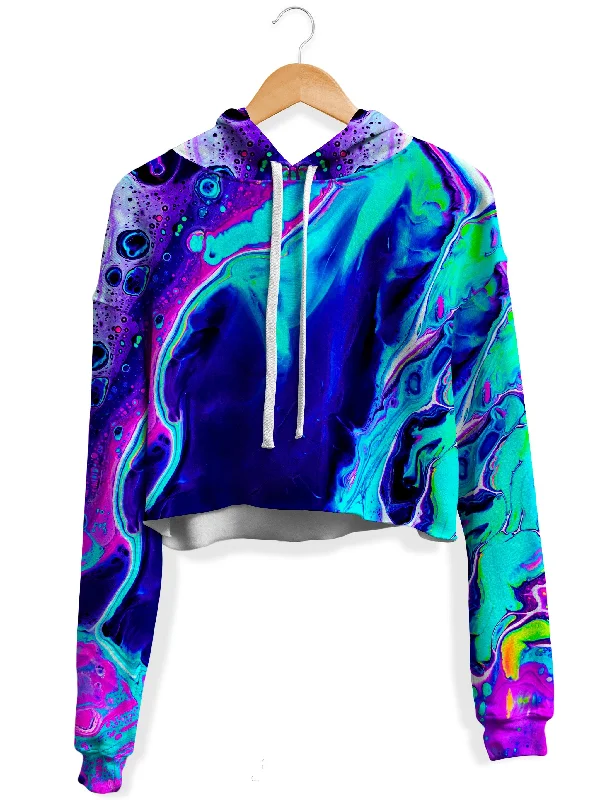 Women's hoodie with a detachable hood for customizable stylingAqua Daze Fleece Crop Hoodie Women's hoodie with a detachable hood for customizable stylingAqua Daze Fleece Crop Hoodie